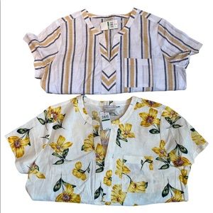 🆕 with tags Set of 2 Large Women’s Van Heusen Cotton Textured Short Sleeve Tops